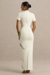 Hessie | White Lily Print High-Neck Maxi Dress